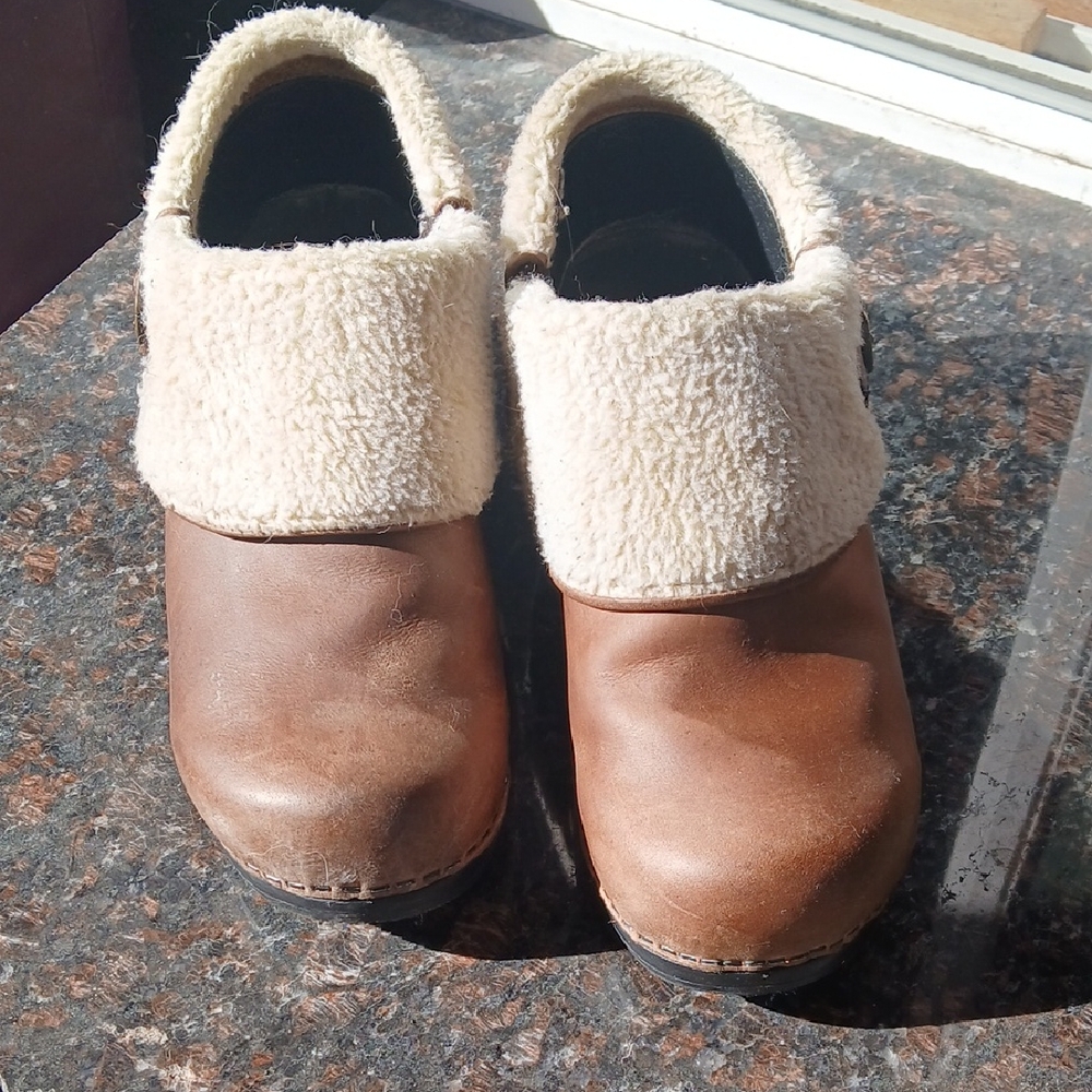 Dansko Brown and Cream Mules